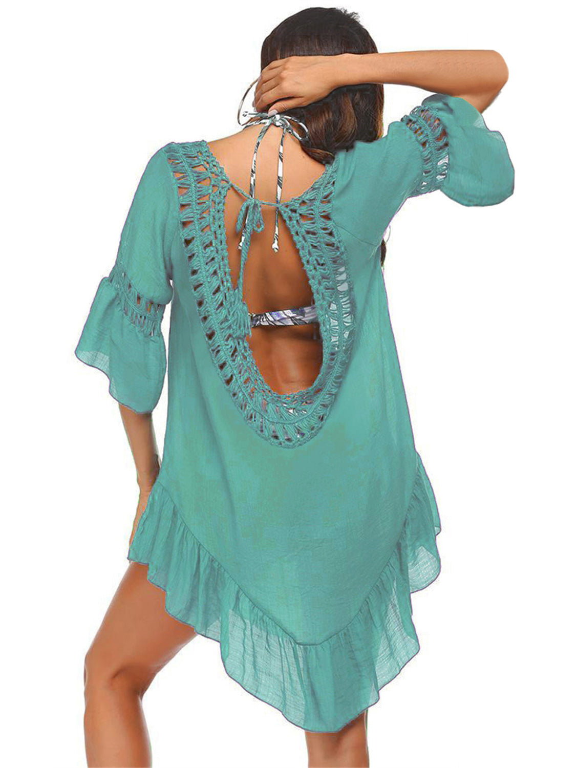 Cut-Out Three-Quarter Sleeve Beach Vacay