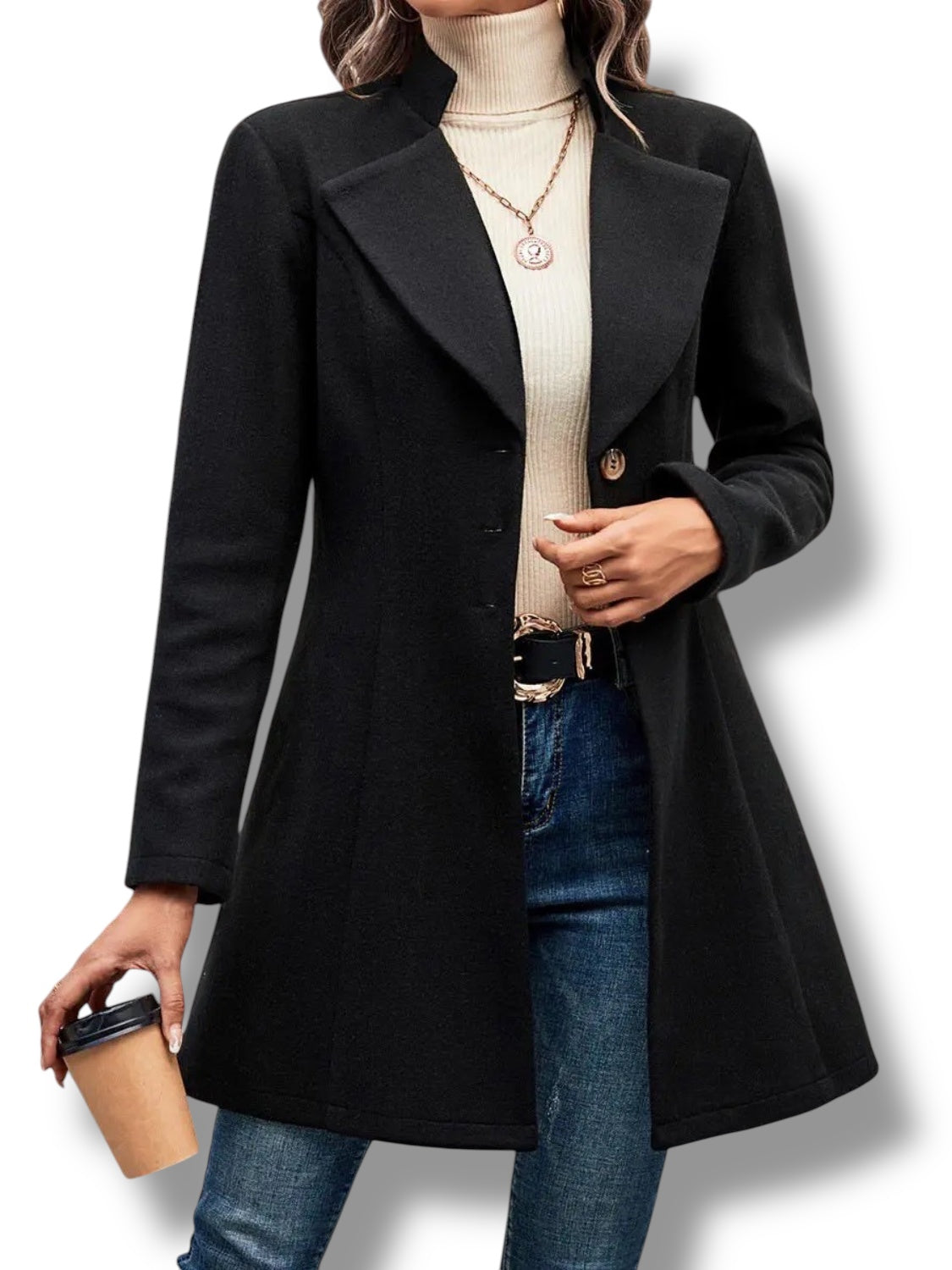 Collared Neck Longline Coat