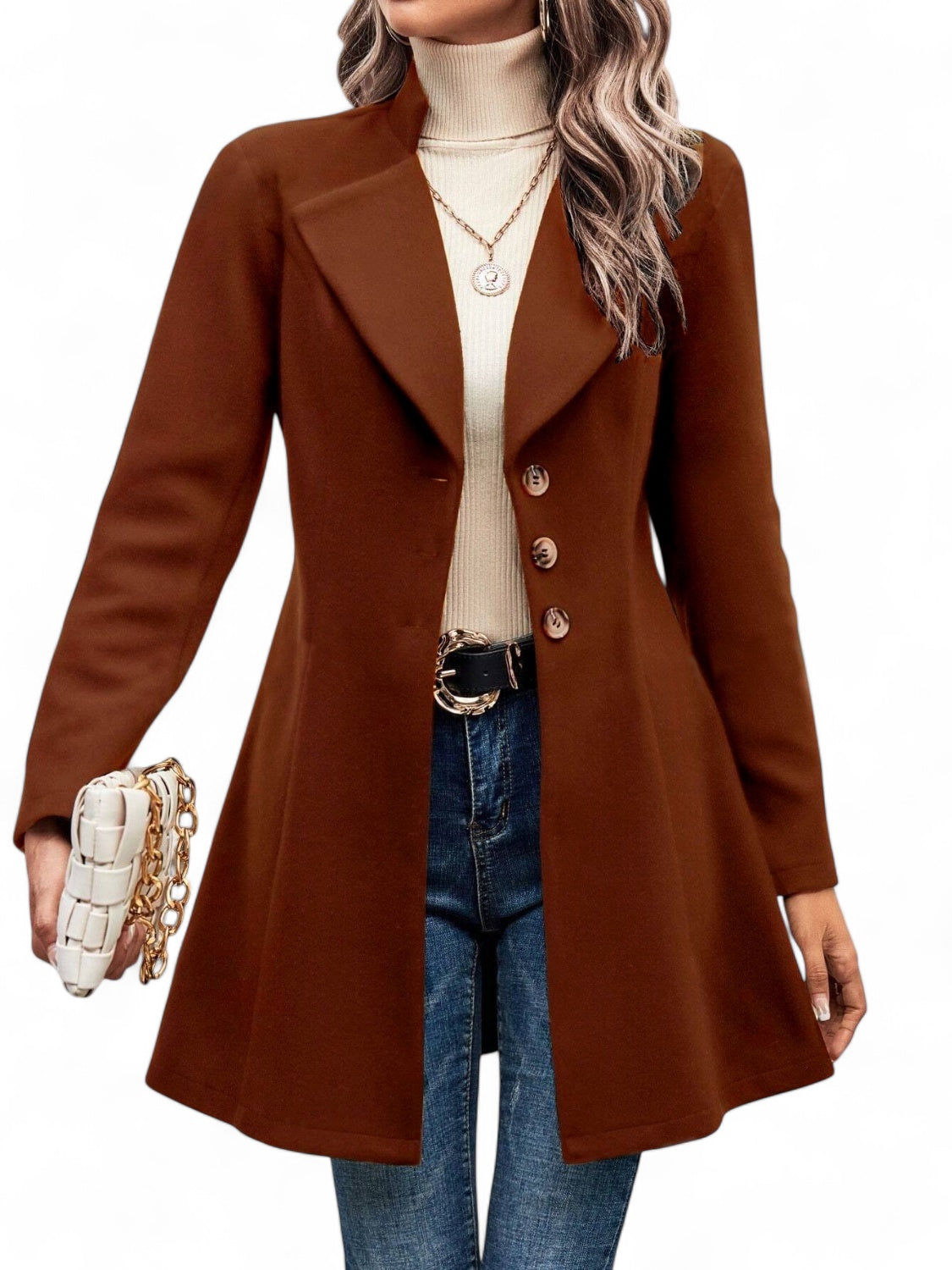 Collared Neck Longline Coat