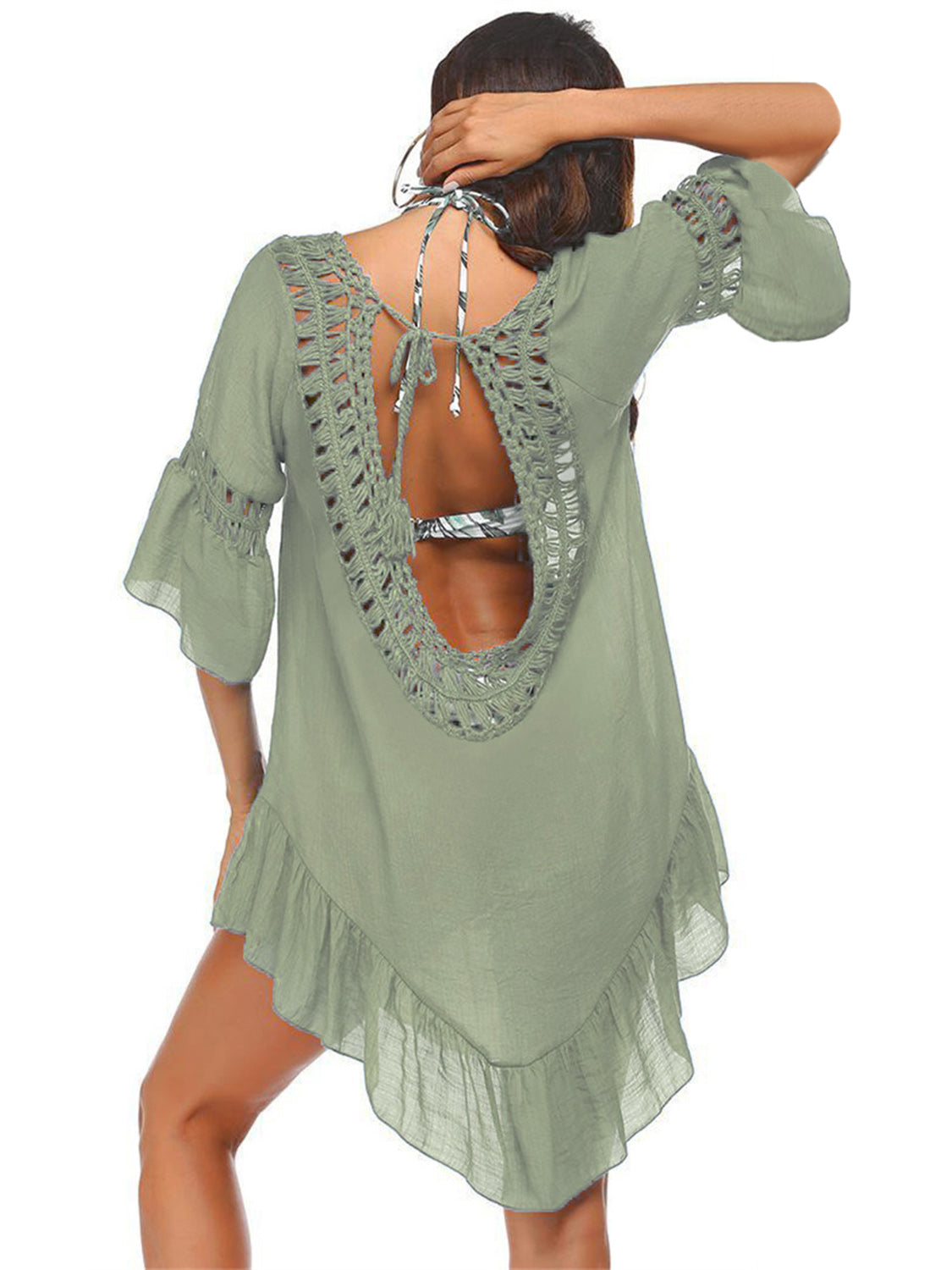 Cut-Out Three-Quarter Sleeve Beach Vacay