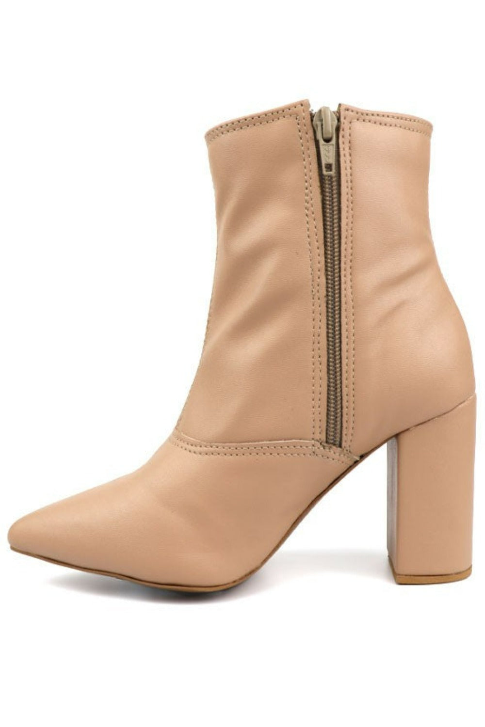 Block Heel Pointed Toe Bootie