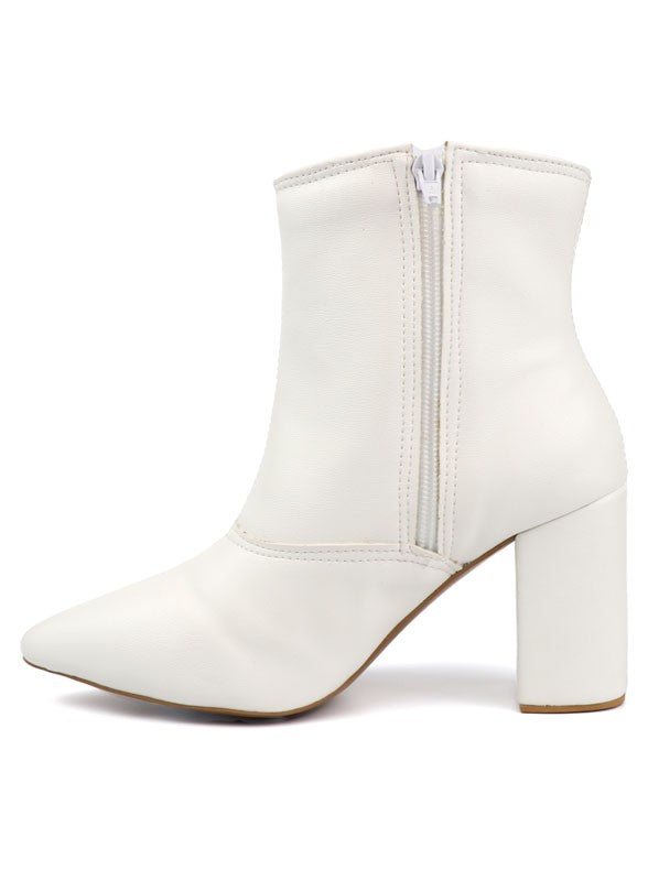 Block Heel Pointed Toe Bootie