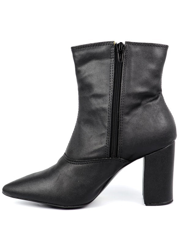 Block Heel Pointed Toe Bootie