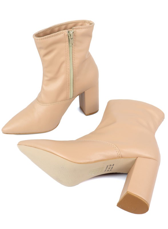 Block Heel Pointed Toe Bootie