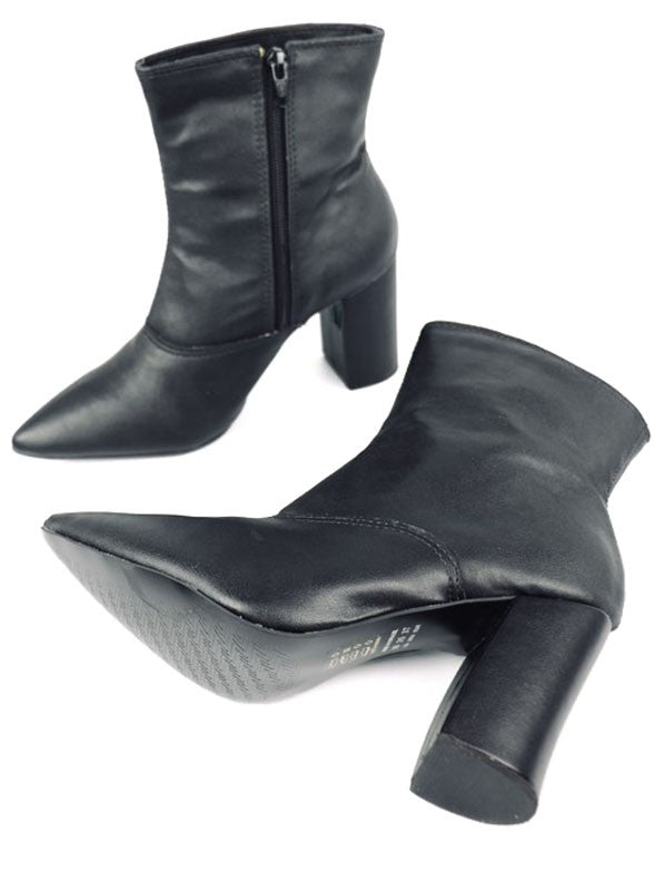 Block Heel Pointed Toe Bootie