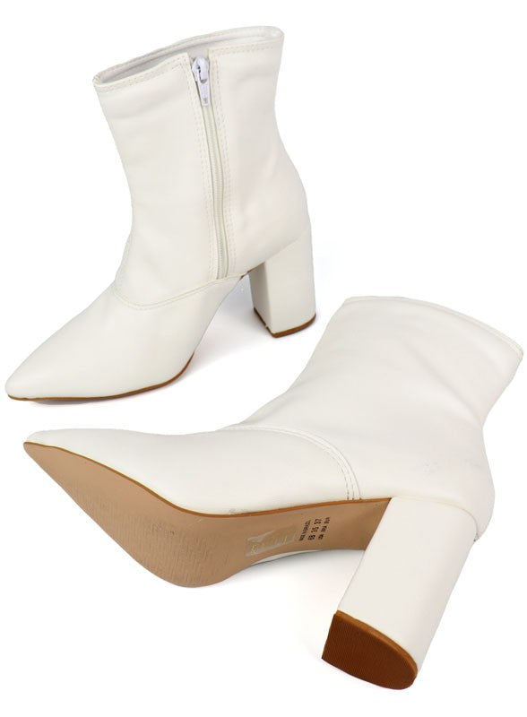 Block Heel Pointed Toe Bootie