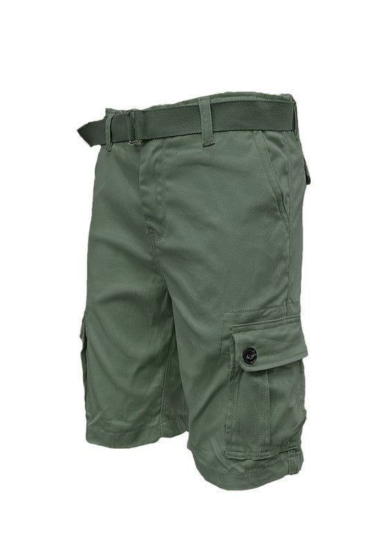 Weiv Mens Belted Cargo Shorts with Belt