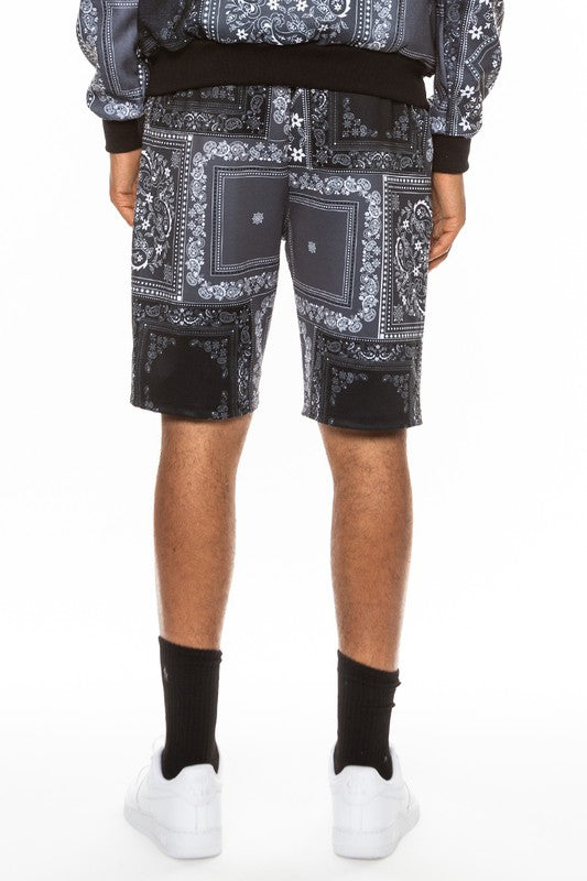 black paisley shorts mens