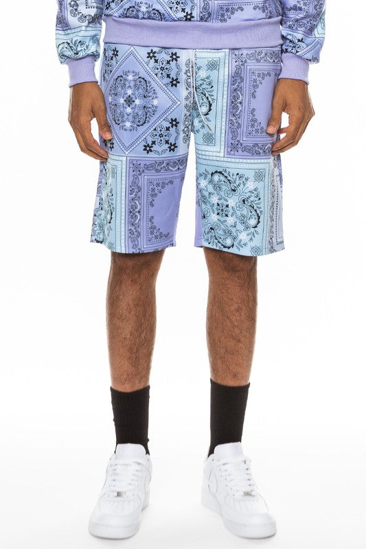 mens paisley print shorts