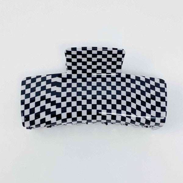 Oversized Checkered Hair Claw