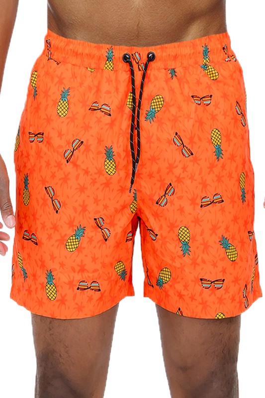 Pineapple Print Men Swim Trunks Shorts