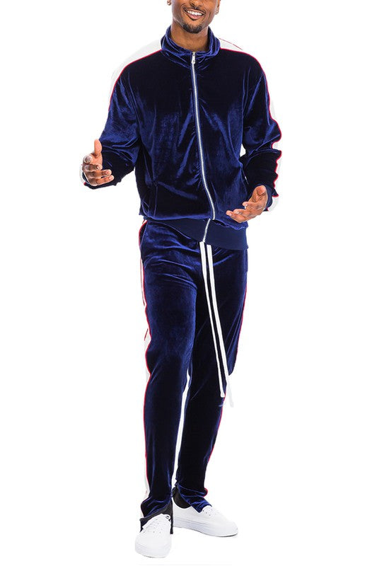 Men Velour Track Jacket & Track Pant Set