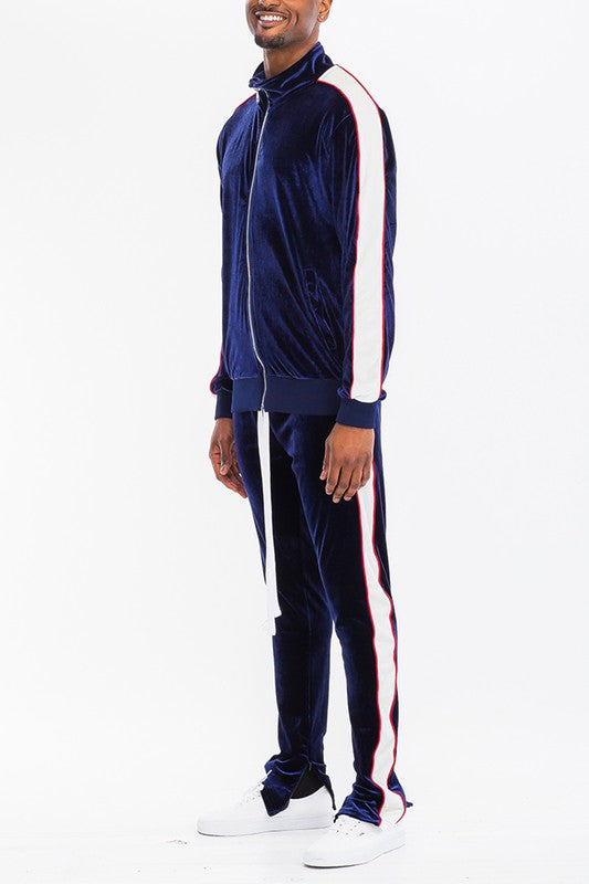 Men Velour Track Jacket & Track Pant Set