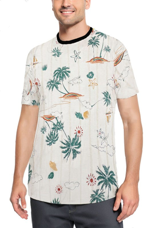 Men's palm print short sleeves