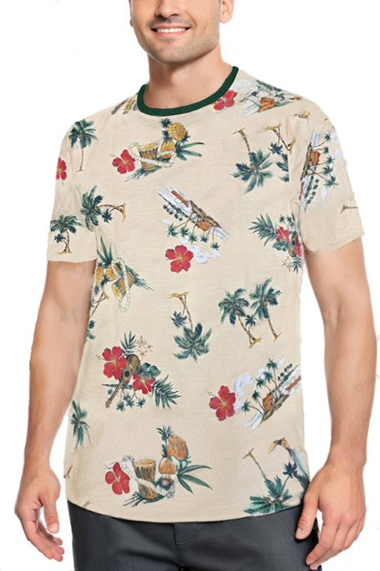 Men's Guess palm print short sleeves