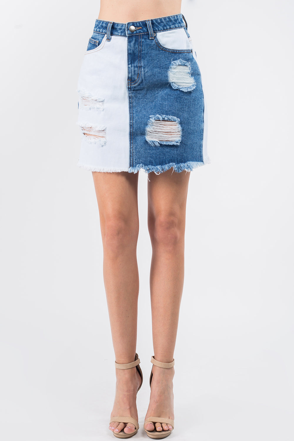 American Short Denim Distressed Skirts