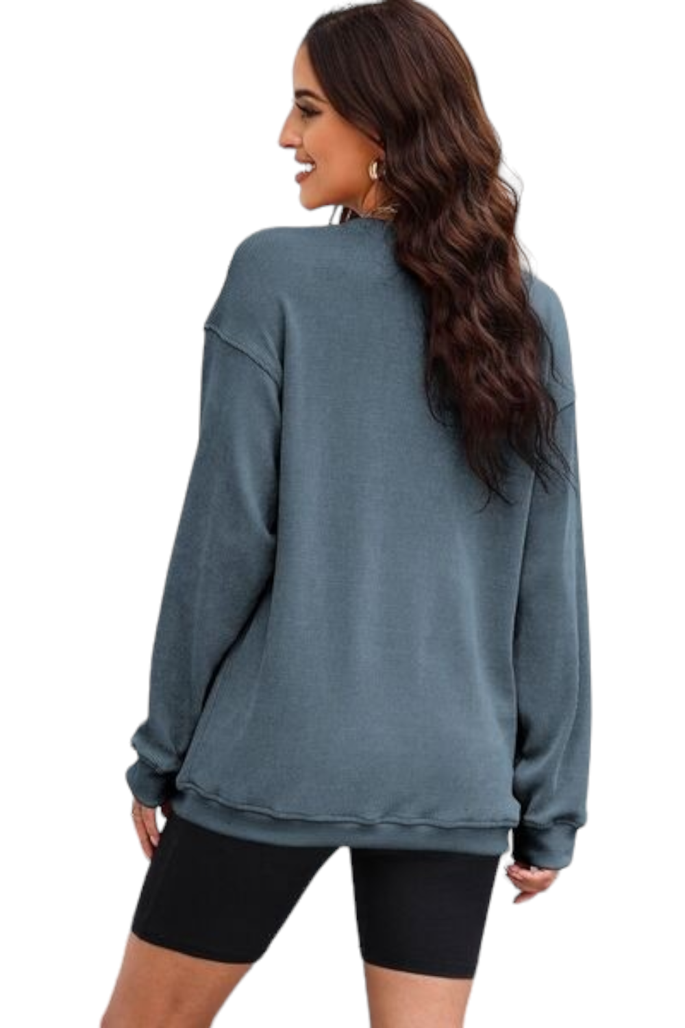 Heart Leopard Sequin Round Neck Sweatshirt