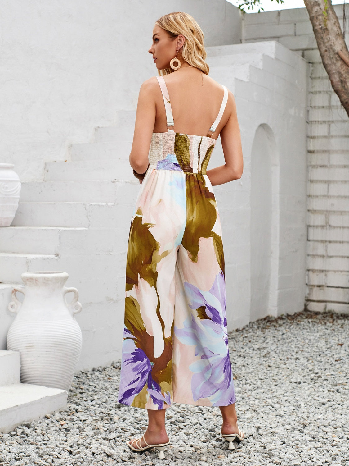 Wide Strap Stylish Printed Jumpsuit