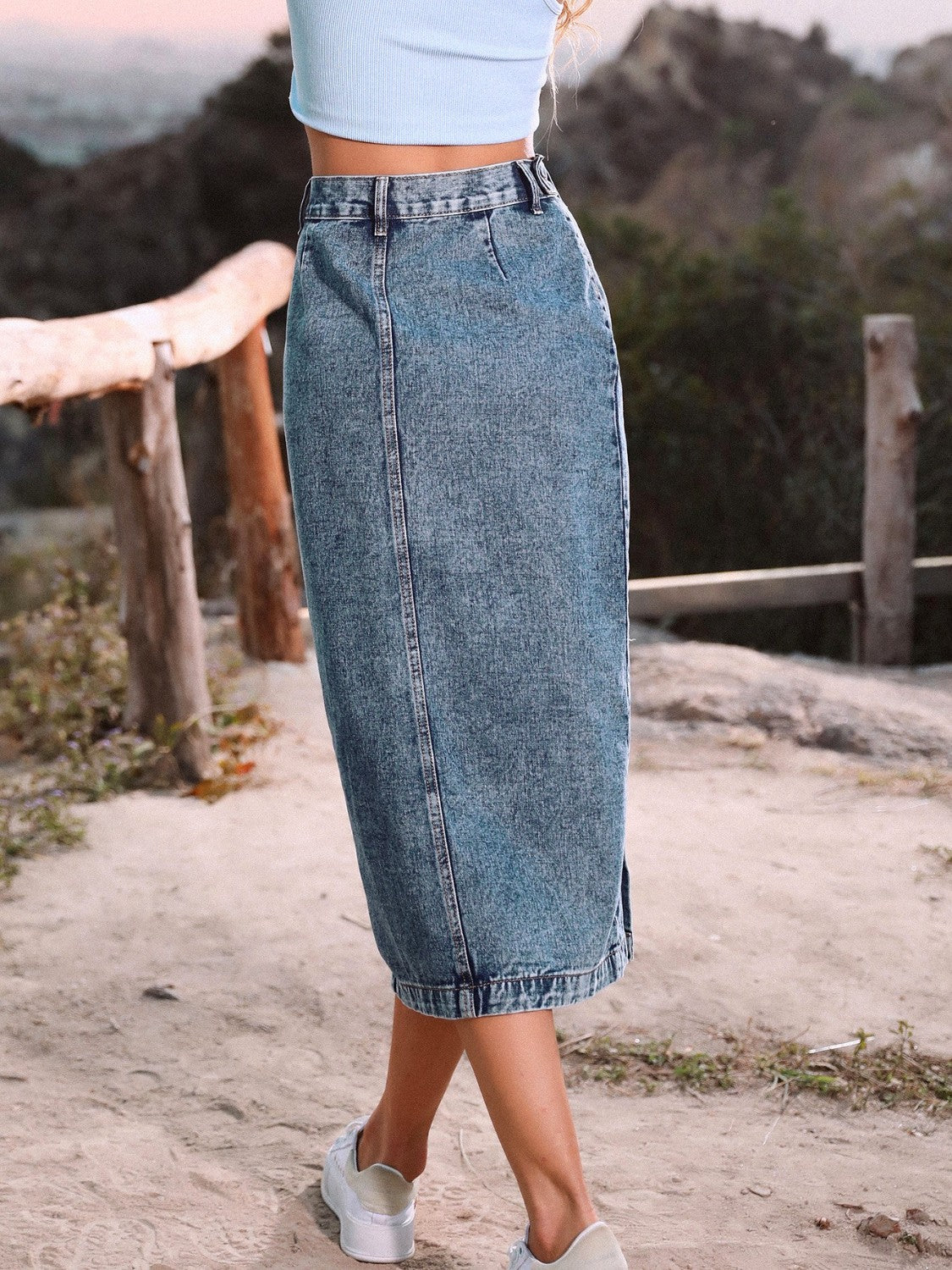 Well Made Button Down Denim Skirt