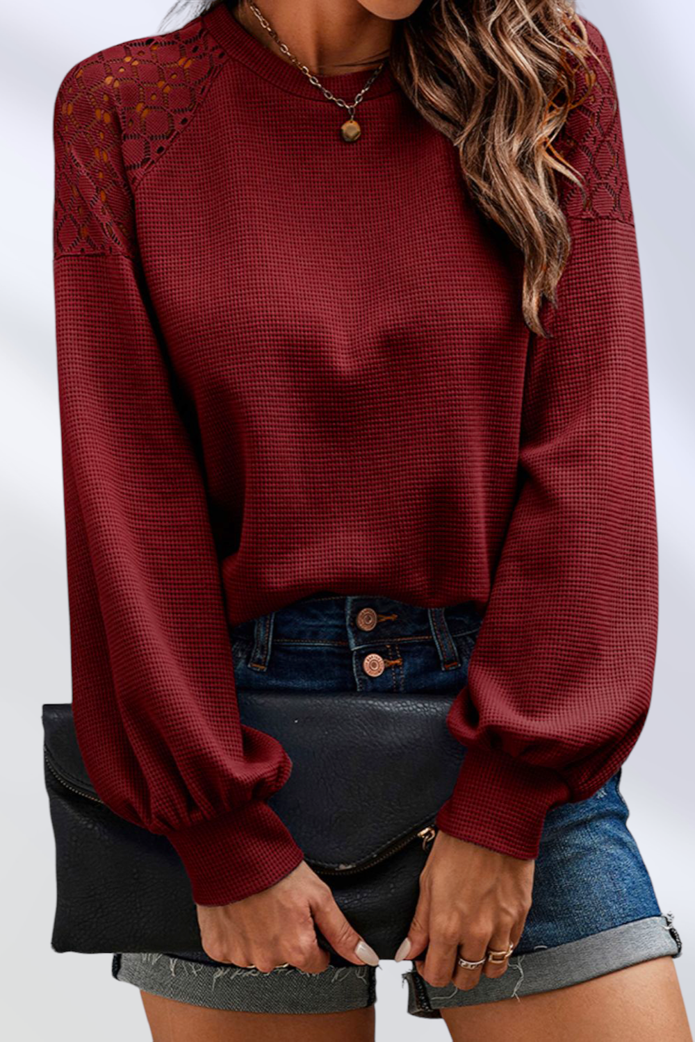 wine color long sleeve tops