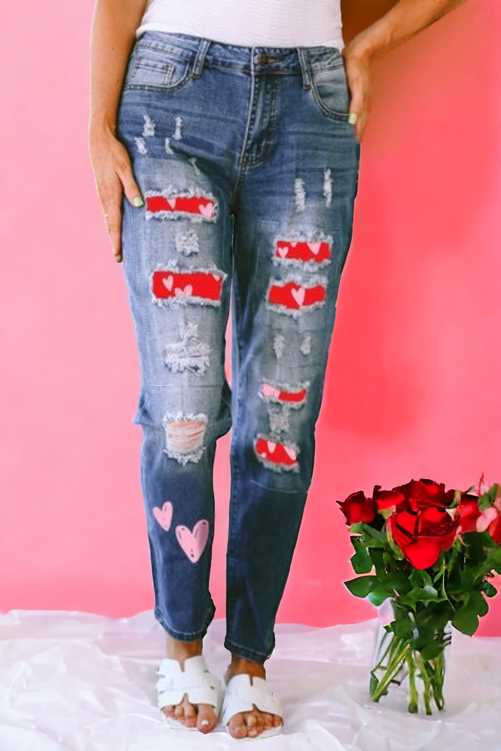 Ready Set Heart Distressed Jeans