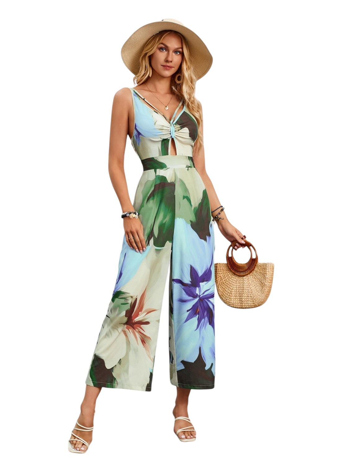 Wide Strap Stylish Printed Jumpsuit