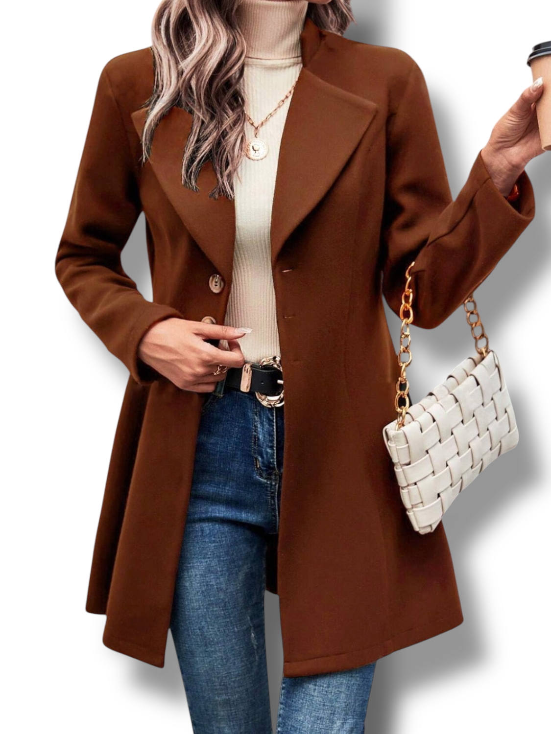 Collared Neck Longline Coat