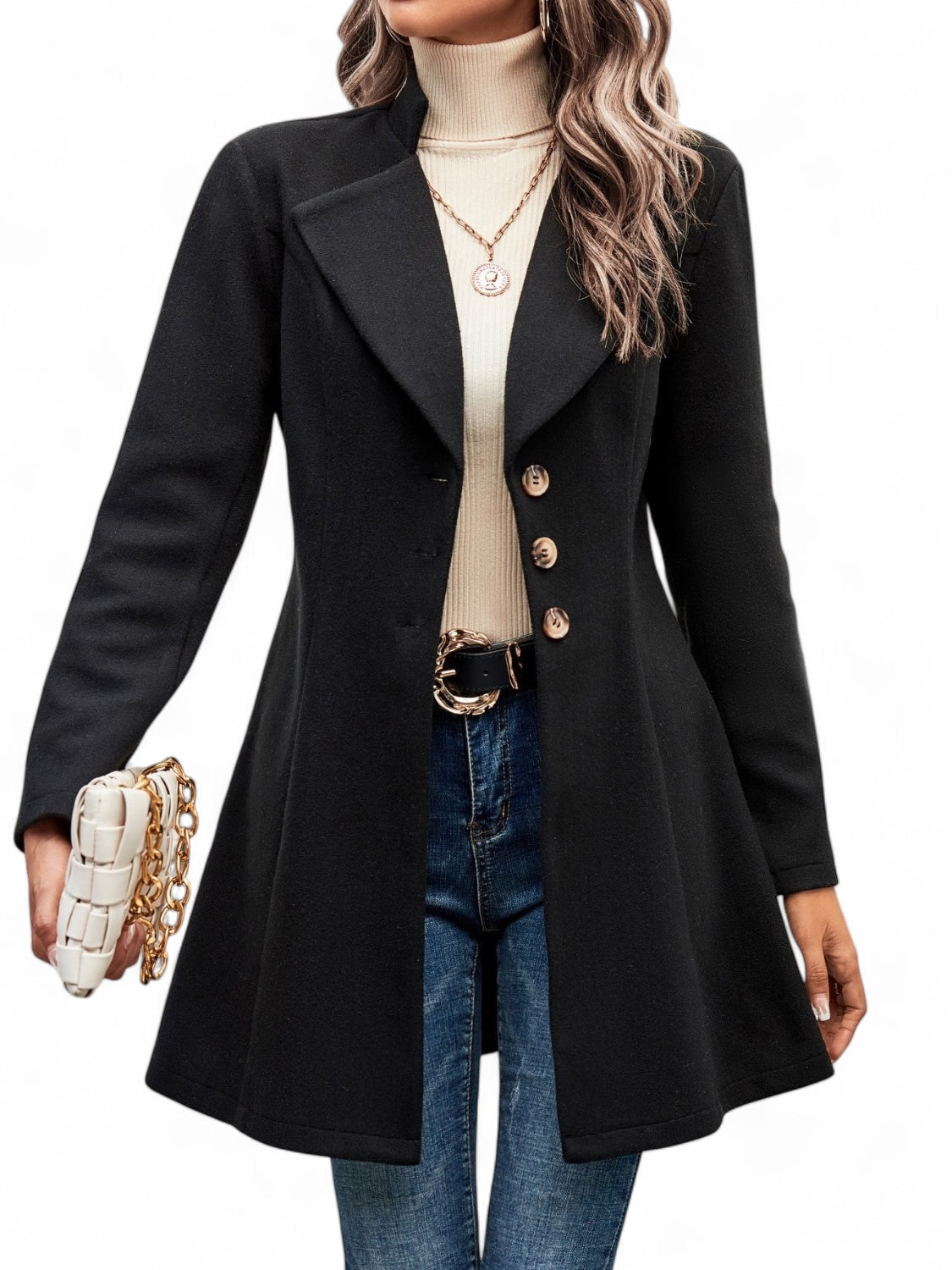 Collared Neck Longline Coat