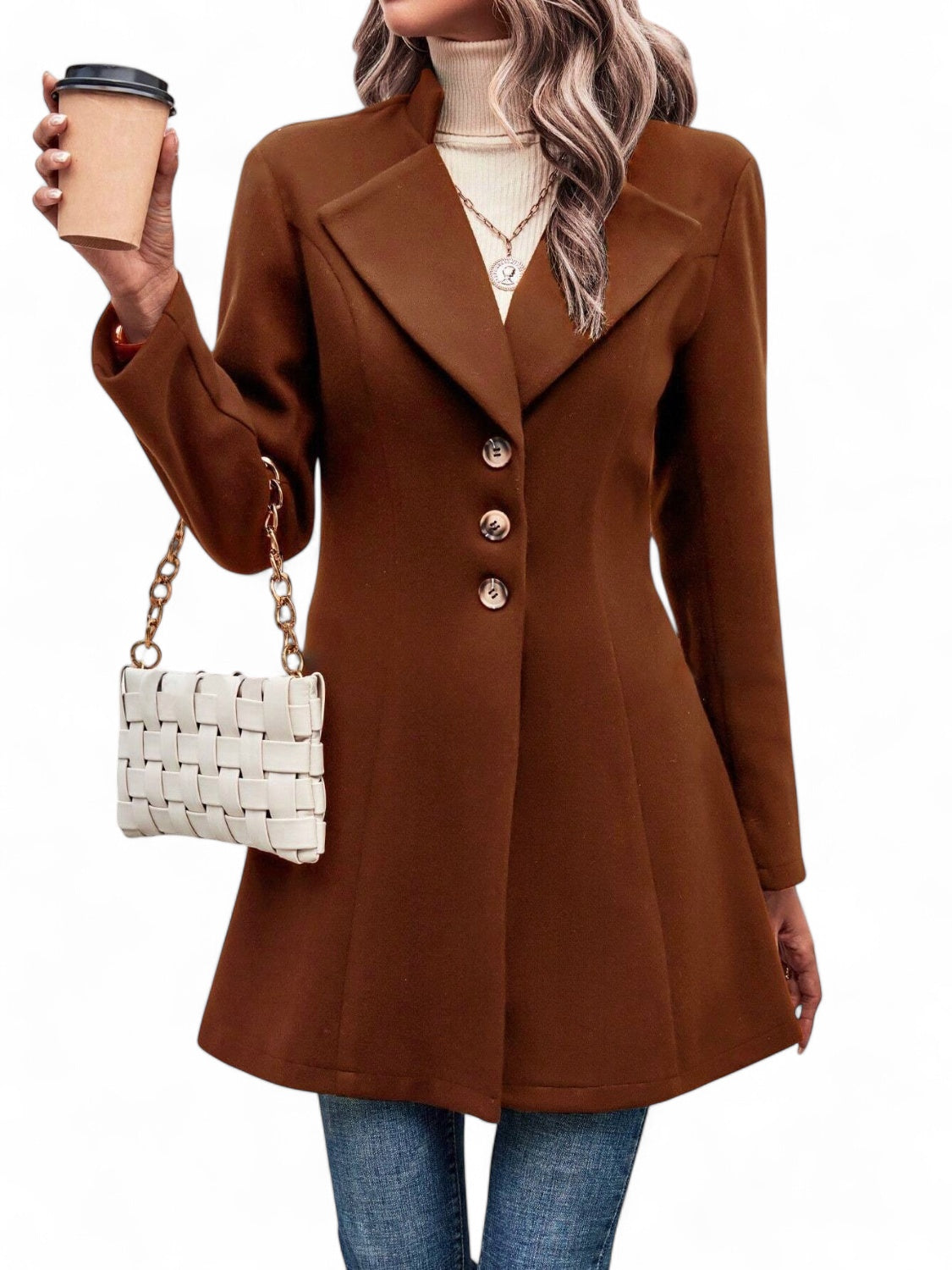 Collared Neck Longline Coat