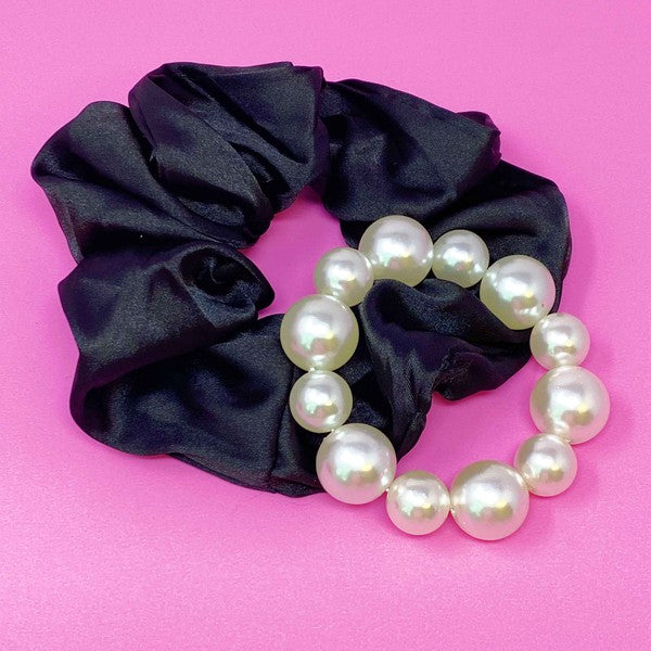 Pearl & Satin Scrunchie Set