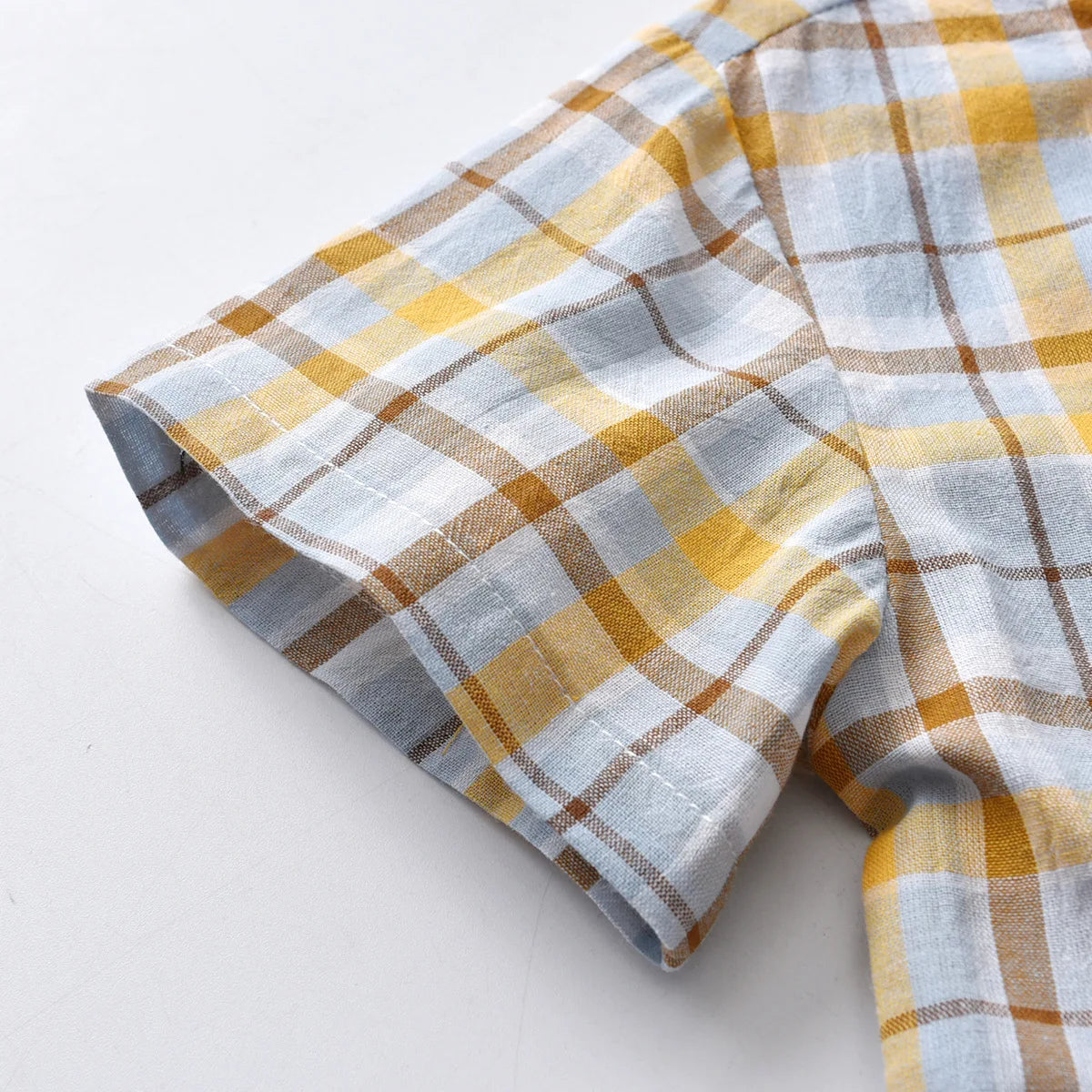 Boys Plaid  Short Sleeve Shirt