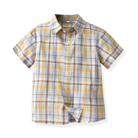 Boys Plaid  Short Sleeve Shirt