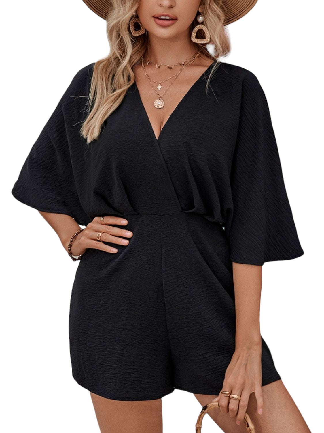 half sleeve cutout rompers jumpsuit