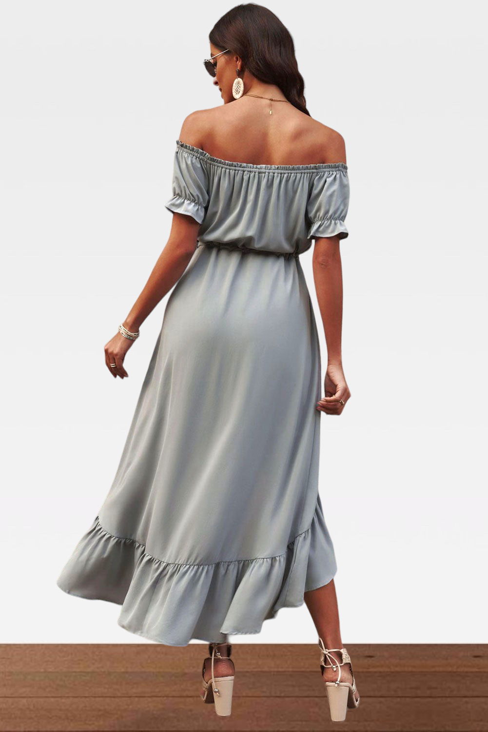 Celine Waist Ruffled Off-Shoulder Dress