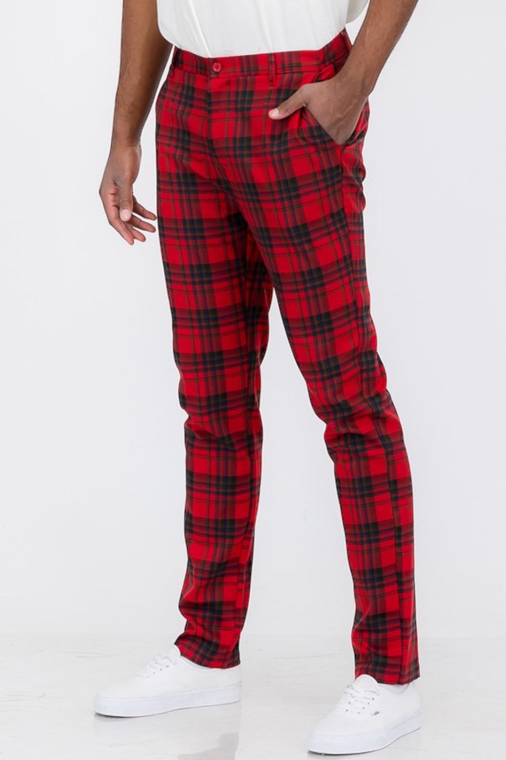 Men Plaid Trouser Pants