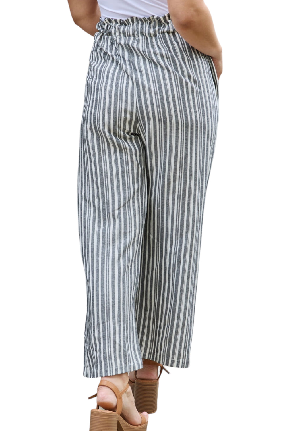 Stylish Heimish Full Size Paperbag Waist Striped Pants