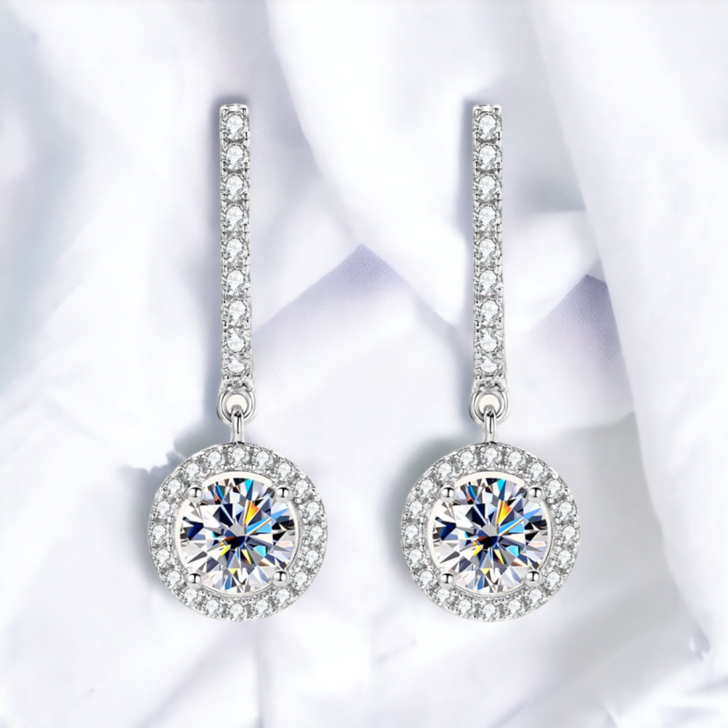 2 Carat Moissanite 925 Sterling Silver Drop Earrings