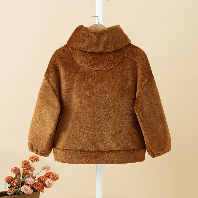 Cutely Covered Dropped Shoulder Coat