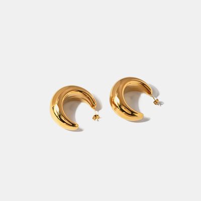 Women's Moon-Shape 18K Gold-Plated Earrings