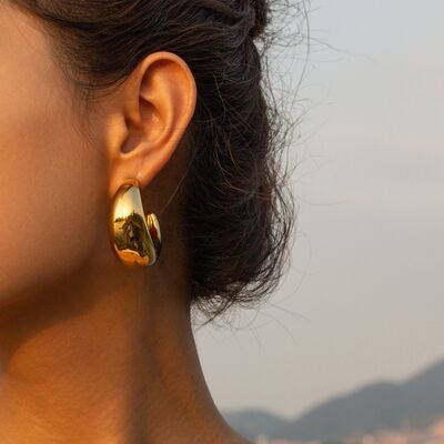 Women's Moon-Shape 18K Gold-Plated Earrings