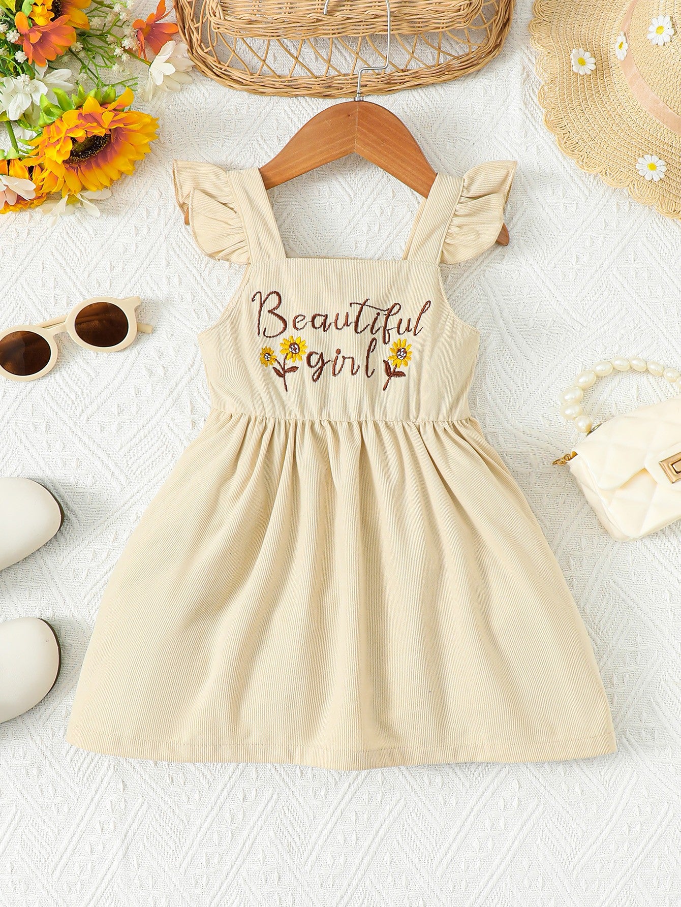 Beautiful Girl Embroidered Graphic Dress