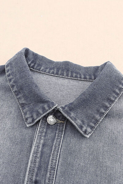 Dropped Shoulder Denim Jacket with Pockets