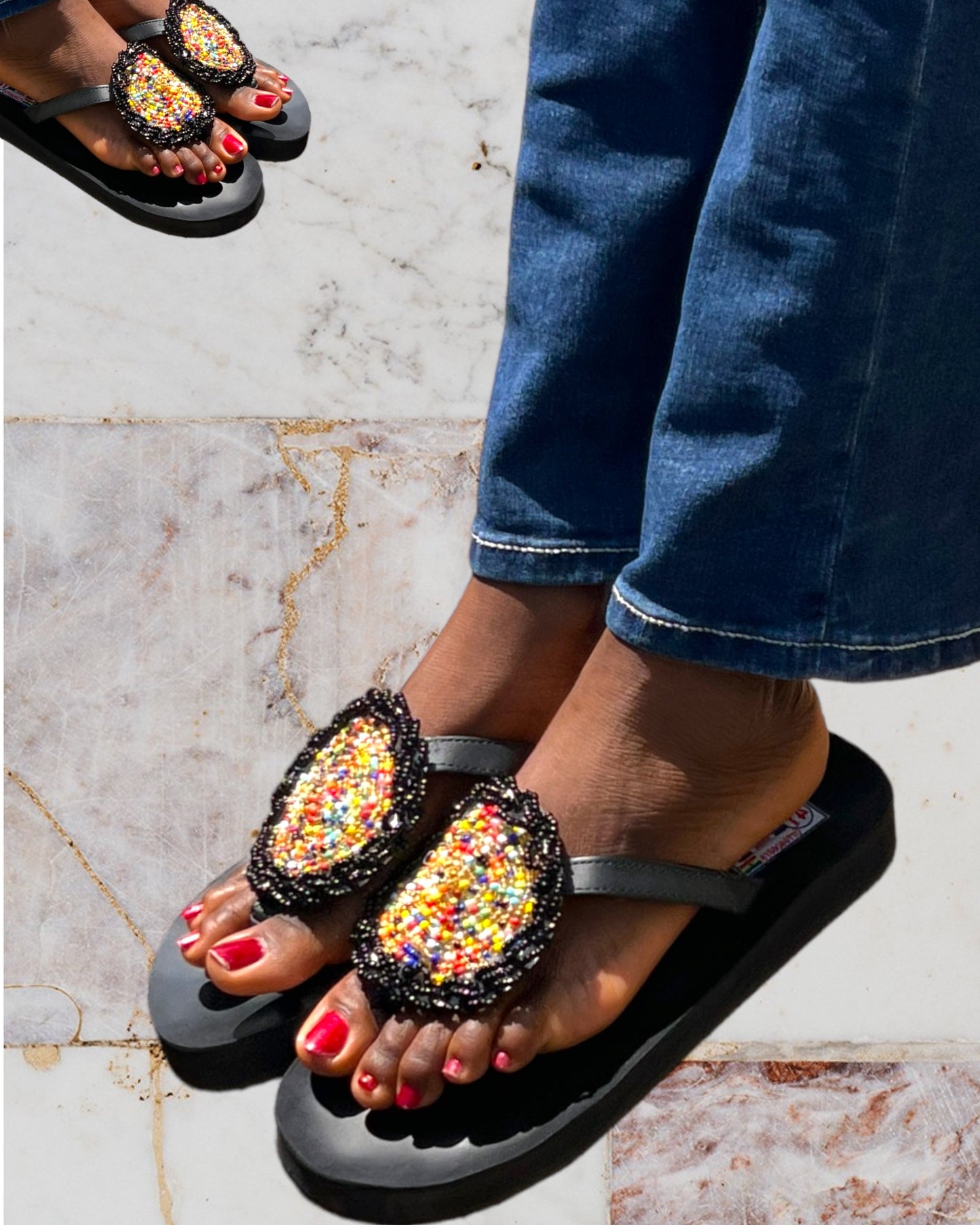 Sunset Colorful Beaded Slippers