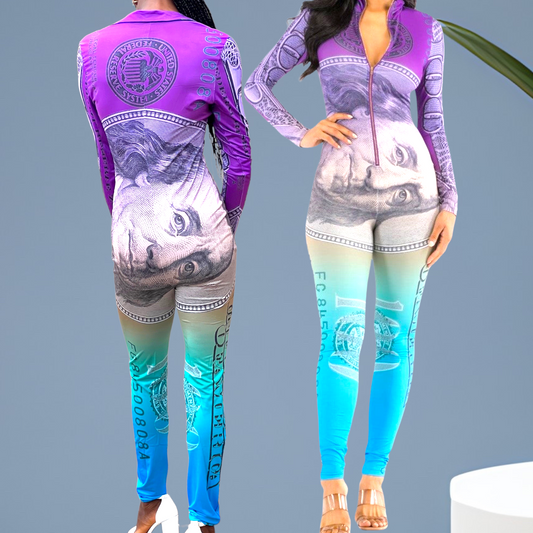 Amandi Gradient Dollar Print Jumpsuits