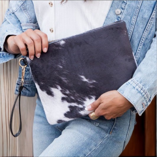 Cow Print Faux Fur Everyday Clutch