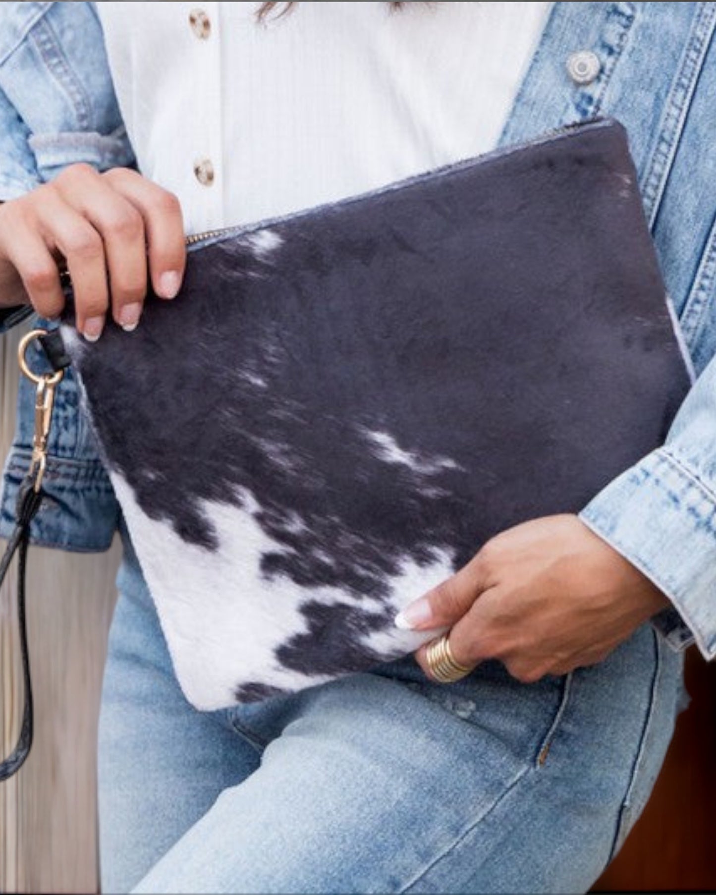 Cow Print Faux Fur Everyday Clutch