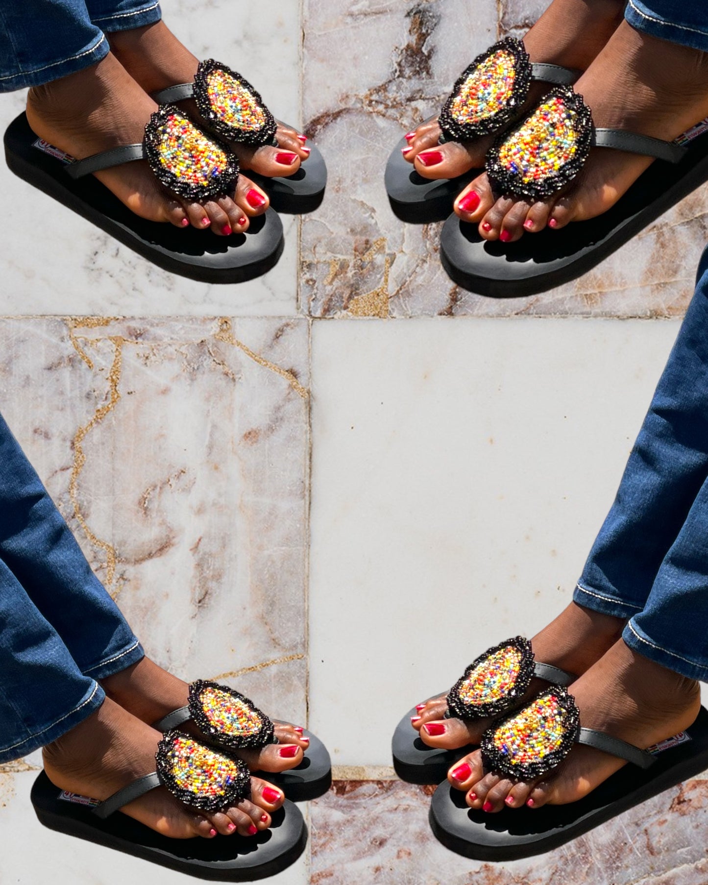 Sunset Colorful Beaded Slippers